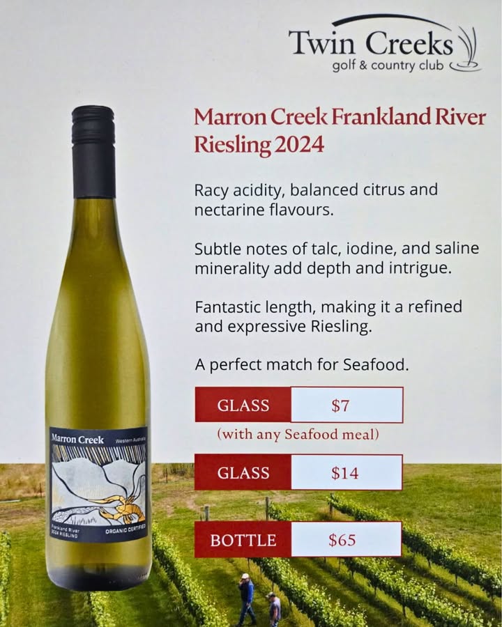 Featured image for “Lakeview Restaurant Special: $7 Marron Creek Riesling with Seafood Meals at Twin Creeks Golf”