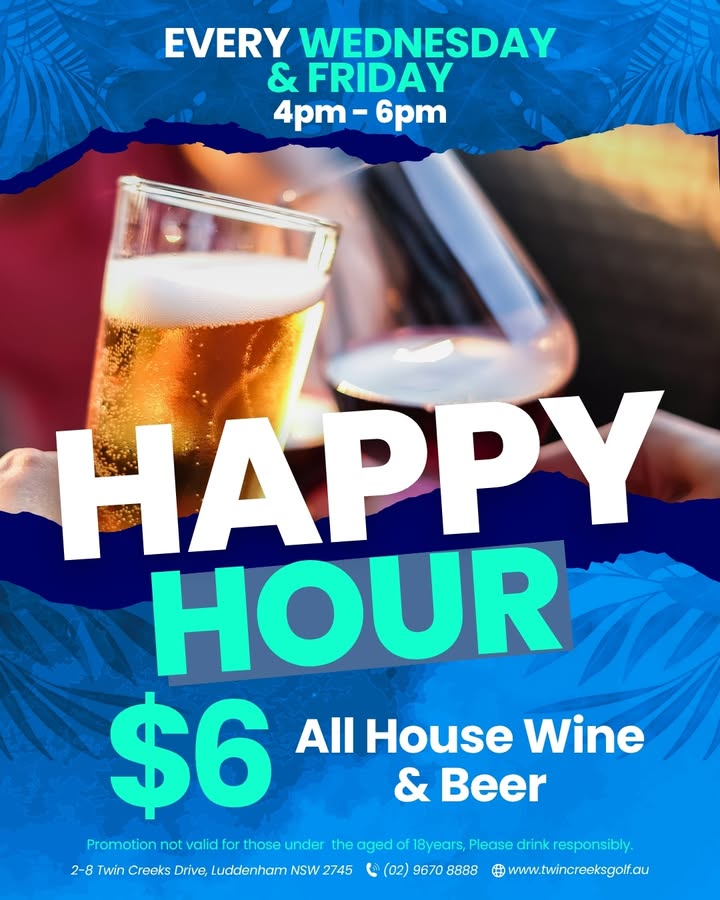 Featured image for “$6 Happy Hour Every Wednesday and Friday at Twin Creeks Golf”