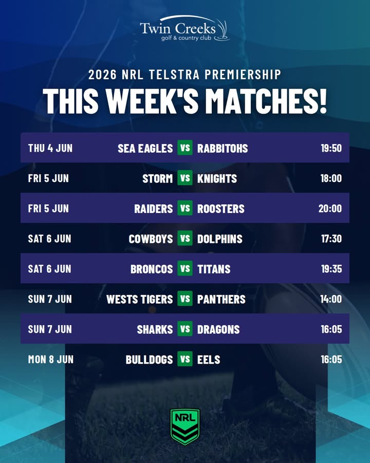 Featured image for “Watch the 2026 NRL Telstra Premiership at Twin Creeks Golf”