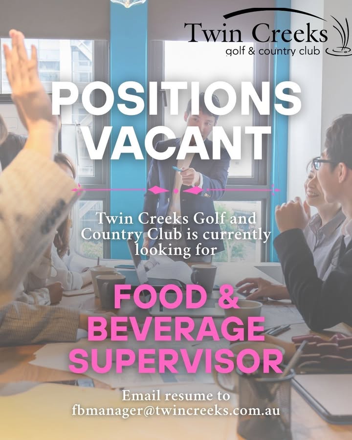 Featured image for “Food & Beverage Supervisor Role at Twin Creeks Golf”