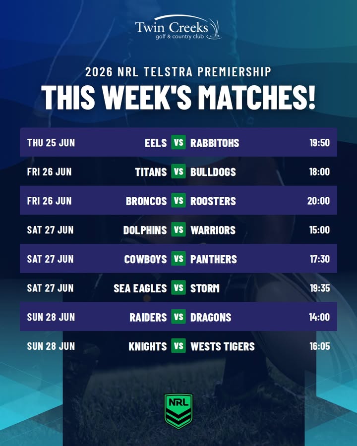 Featured image for “Watch the 2026 NRL Telstra Premiership at Twin Creeks Golf”