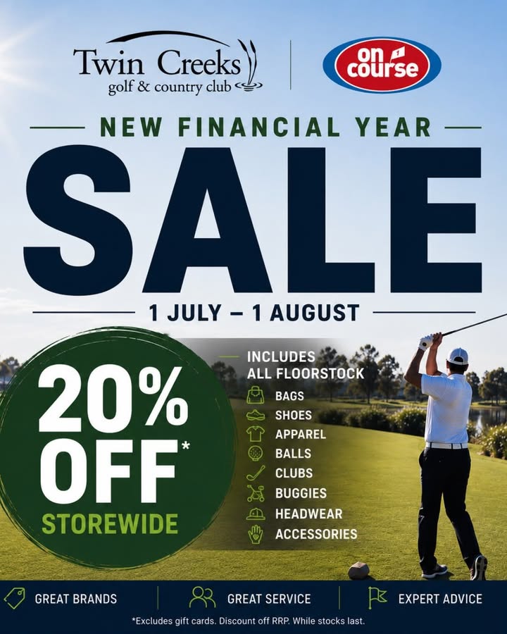 Featured image for “New Financial Year Sale – 20% Off at Twin Creeks Golf Shop”