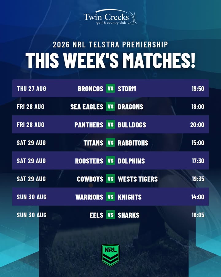 Featured image for “Watch NRL Live This Week at Twin Creeks Golf”